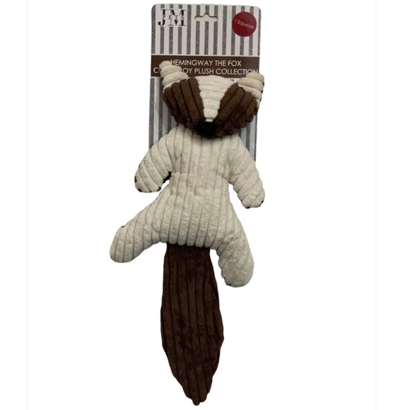 Plush Dog Toy Squeaky Crinkle Corduroy Hemingway the Fox Brown Tan 17 in - Picture 1 of 9